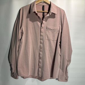 Lululemon Commission Shirt Men's X-Large Pink Zip Pocket Vented Long Sleeve